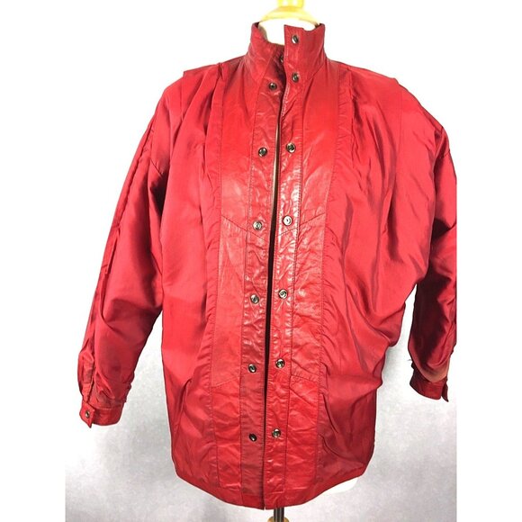 Braefair Womens Red Leather Motorcycle Jacket  size 5/6 Vintage - Picture 10 of 12